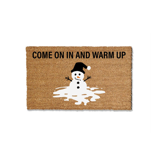 Funny Melting Snowman Doormat - Come on in and warm up