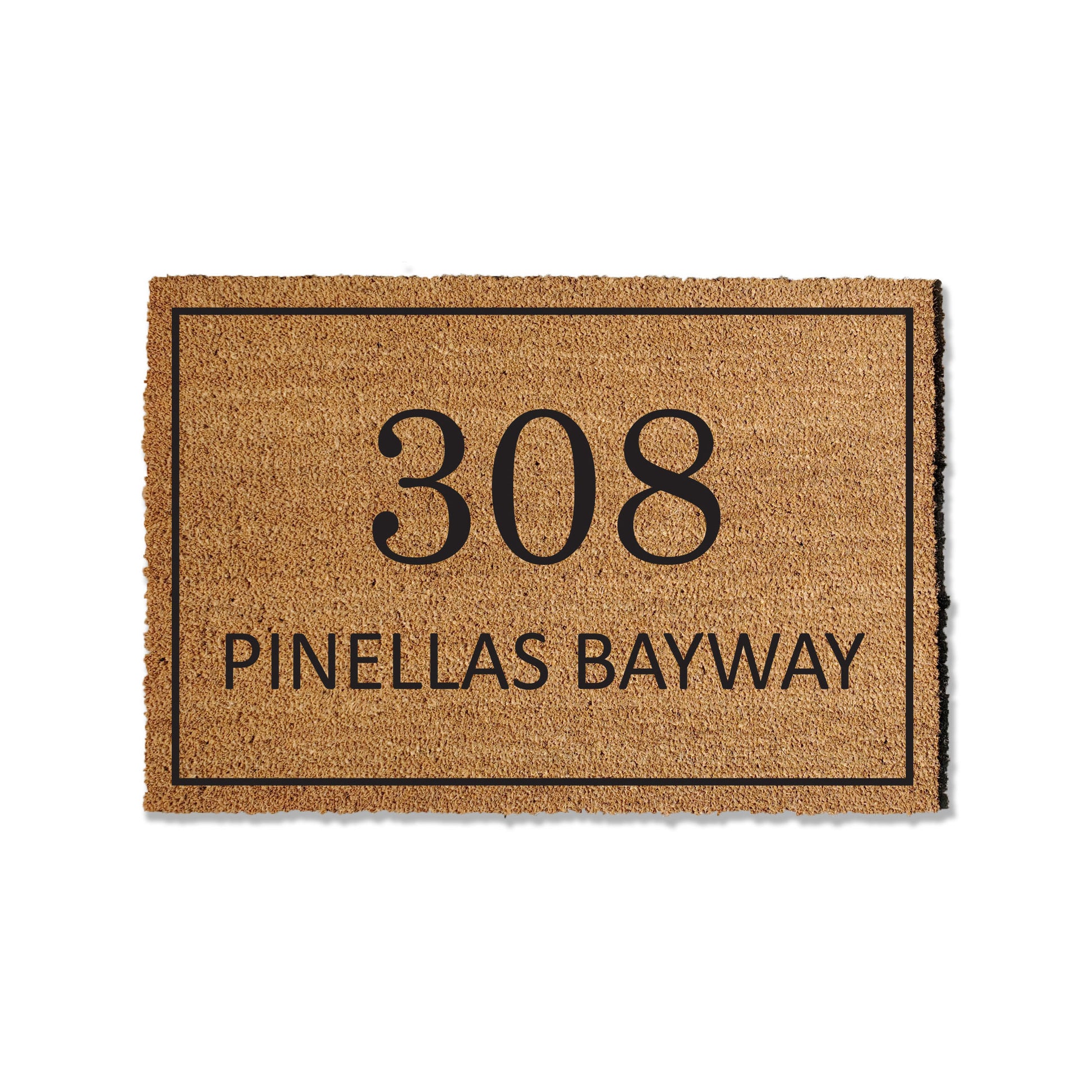 Enhance your entryway with our custom coir doormat, available in multiple sizes and featuring your personalized address. Elevate your home's first impression with this unique touch, or consider it a thoughtful and personalized housewarming gift for loved ones.