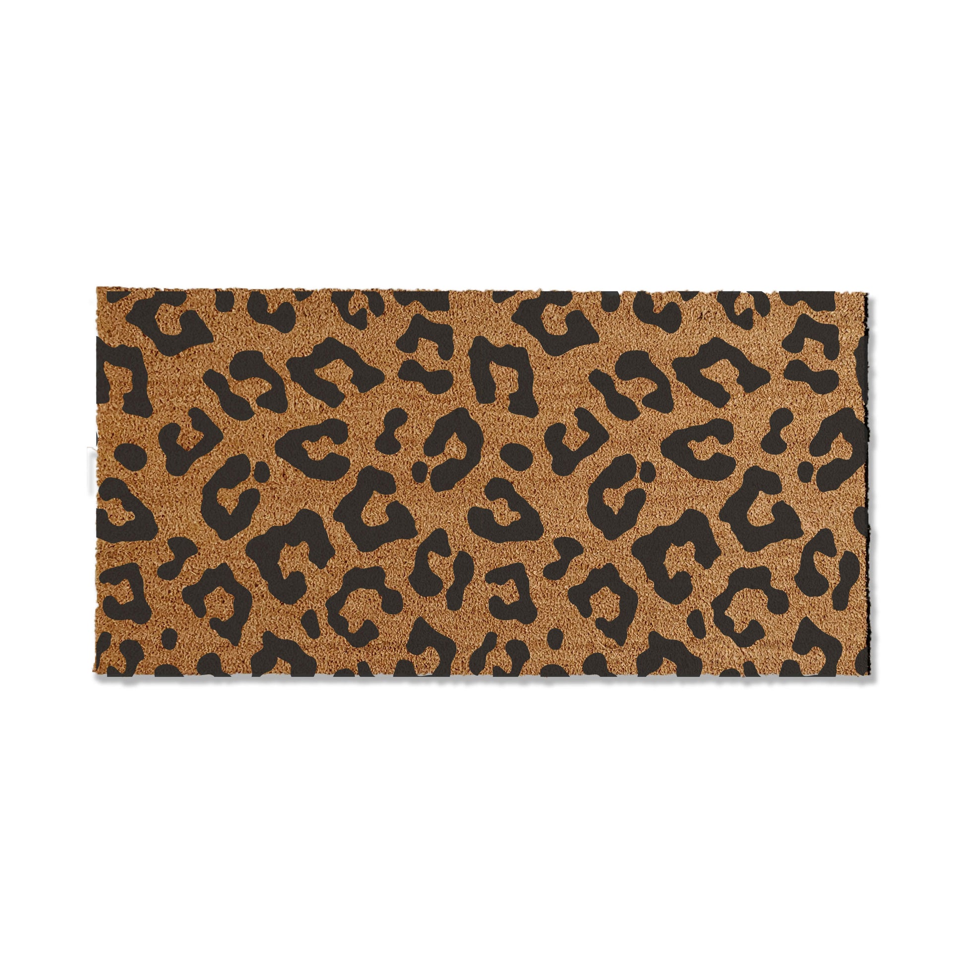 Make a stylish statement with our coir doormat showcasing an all-over leopard print pattern. Perfect for animal print lovers, this trendy design is highly popular. Available in multiple sizes, the mat not only adds a fashionable touch to your doorstep but is also effective at trapping dirt.