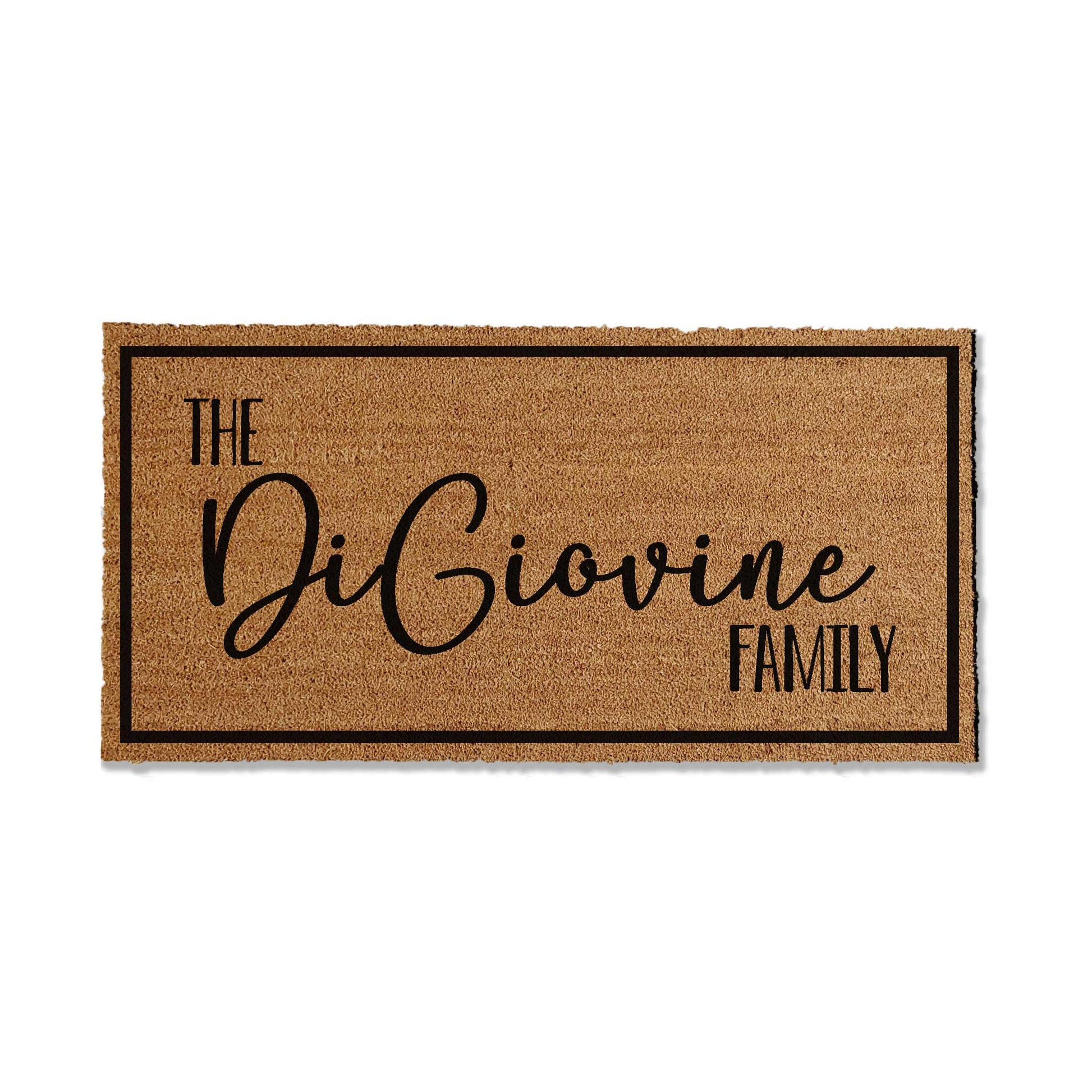Custom coir doormat measuring 24 inches by 48 inches, featuring a personalized design or message. Made from natural coir fibers for durability and a classic look. Perfect for adding a welcoming touch to your entryway.