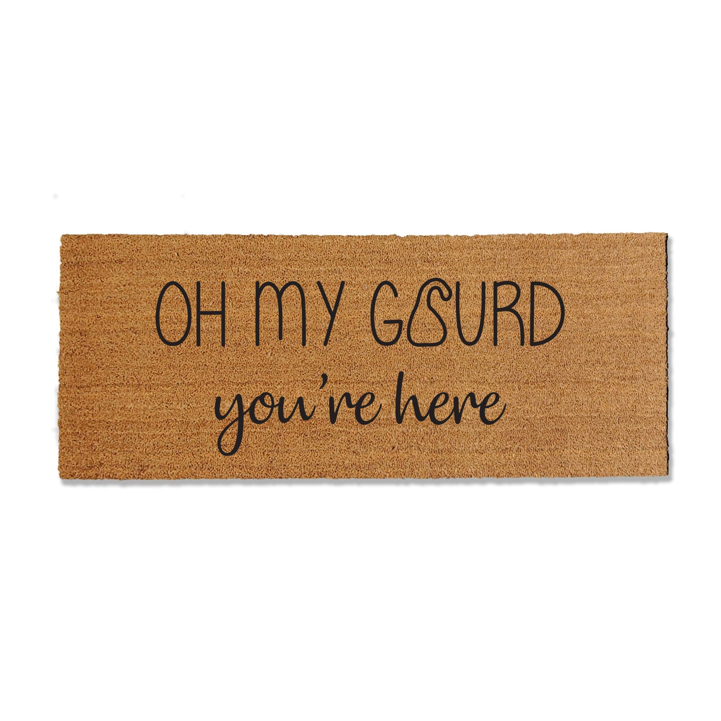 Welcome fall with our seasonal doormat saying 'Oh my gourd, you're here.' The perfect addition to your entryway, this whimsical mat is sure to bring a smile to guests' faces. Embrace the autumn spirit with a touch of humor, creating a warm and inviting atmosphere at your doorstep.
