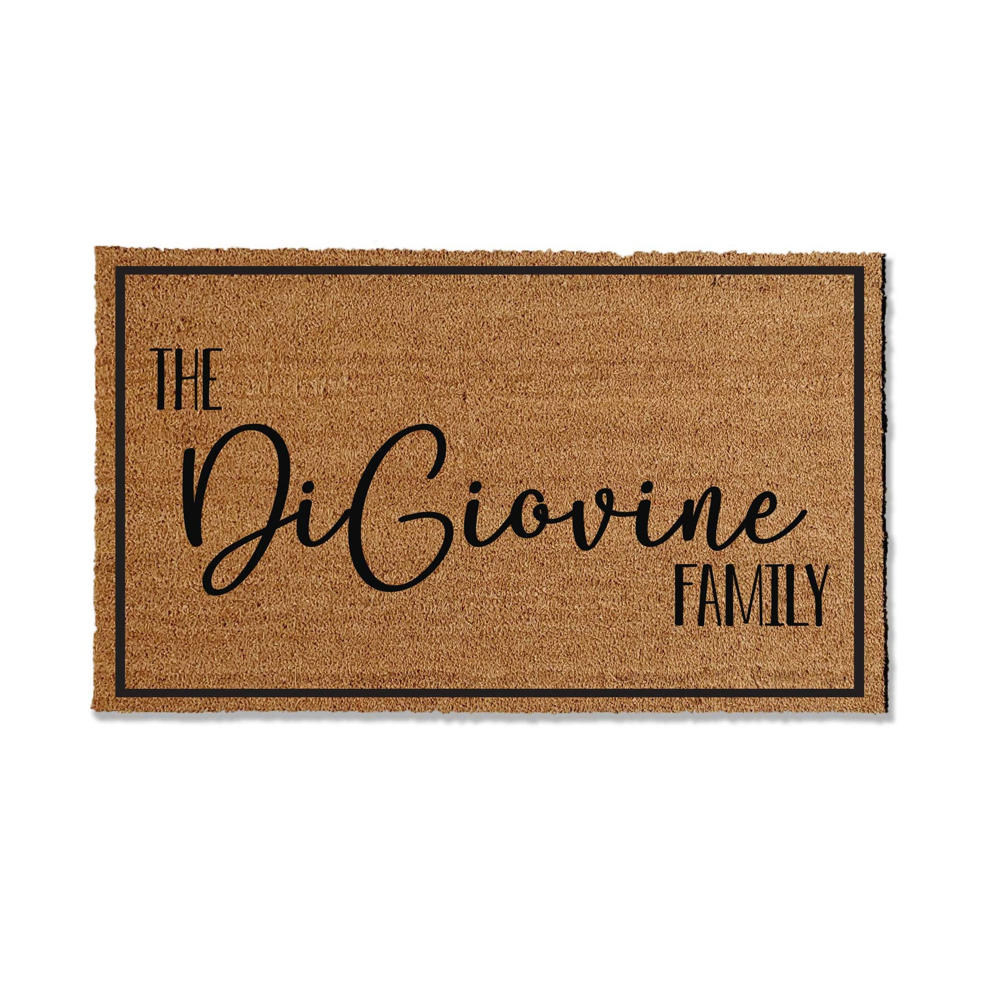 Custom coir doormat measuring 36 inches by 60 inches, featuring a personalized design or message. Made from natural coir fibers for durability and a classic look. Perfect for adding a welcoming touch to your entryway.