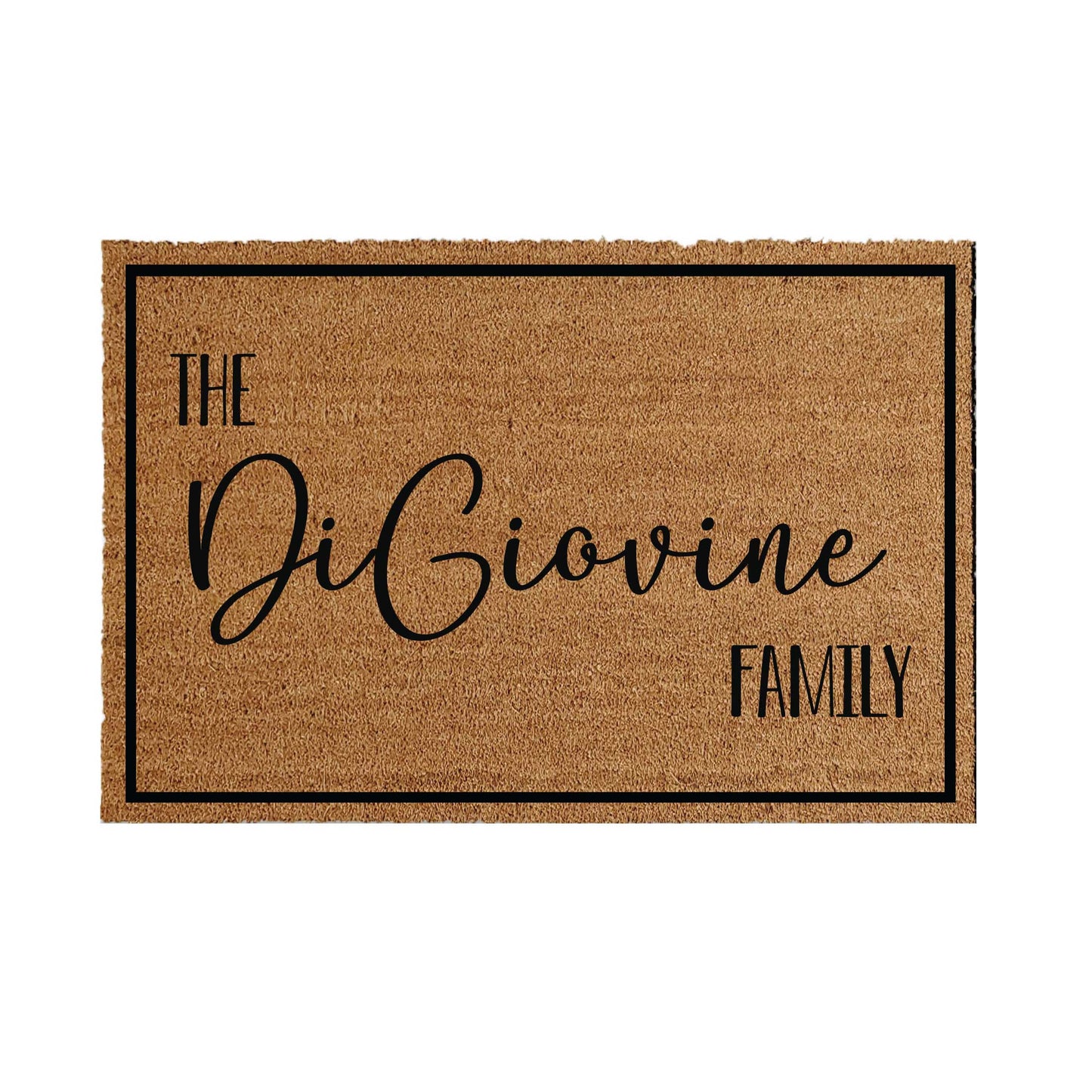 Custom coir doormat measuring 48 inches by 72 inches, featuring a personalized design or message. Made from natural coir fibers for durability and a classic look. Perfect for adding a welcoming touch to your entryway.