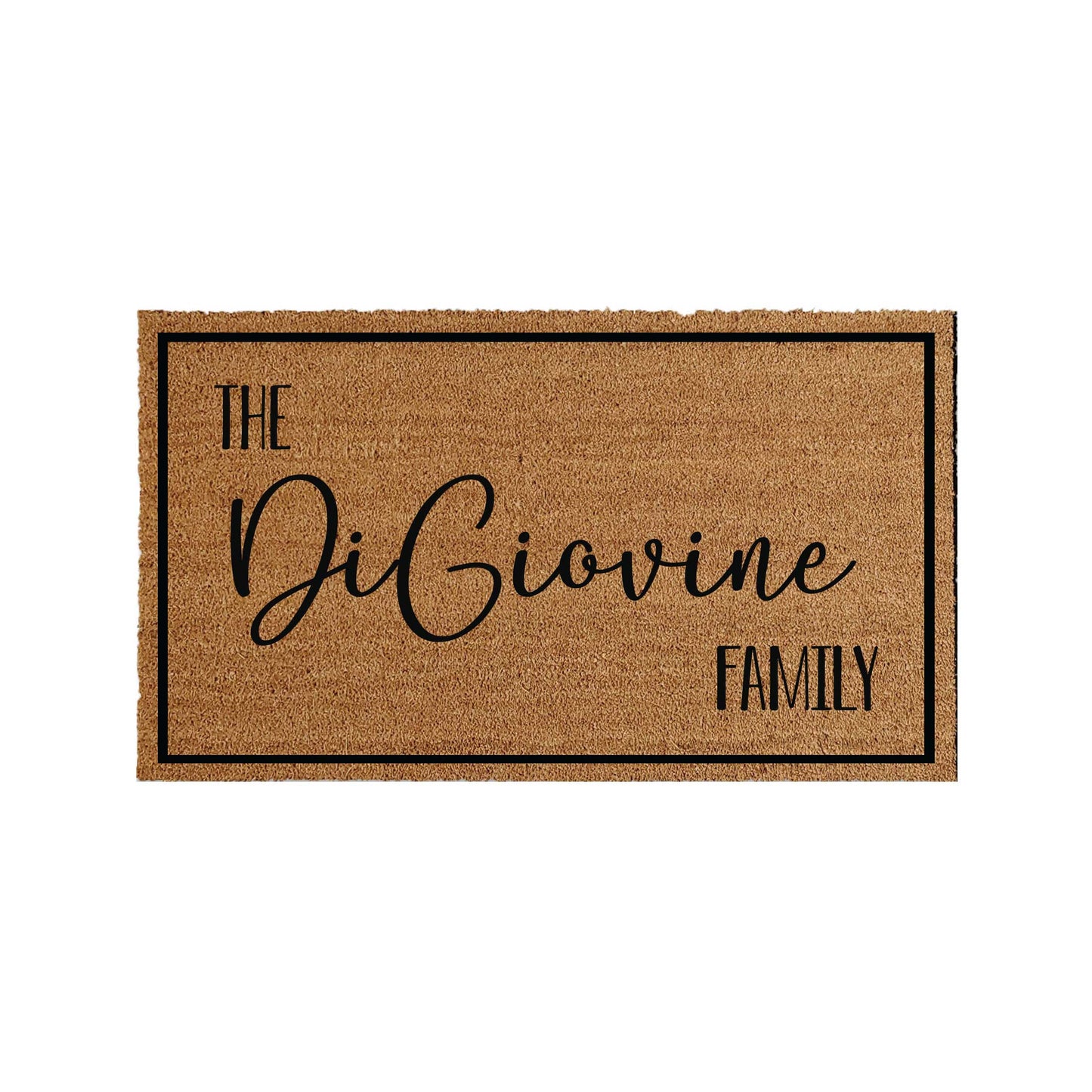 Custom coir doormat measuring 48 inches by 84 inches, featuring a personalized design or message. Made from natural coir fibers for durability and a classic look. Perfect for adding a welcoming touch to your entryway.