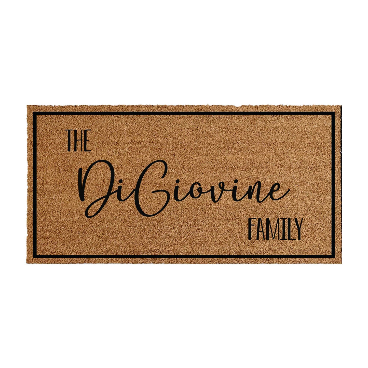 Custom coir doormat measuring 48 inches by 96 inches, featuring a personalized design or message. Made from natural coir fibers for durability and a classic look. Perfect for adding a welcoming touch to your entryway.
