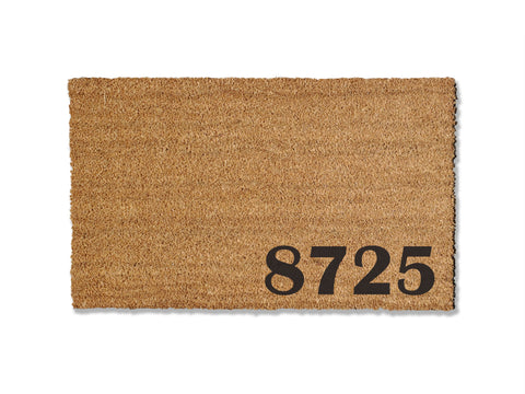 Elevate your entryway with our custom coir doormat, featuring personalized house numbers. Available in multiple sizes, this unique addition adds a touch of sophistication to your home's exterior. Make a statement and welcome guests with style by showcasing your house numbers on this versatile coir doormat.
