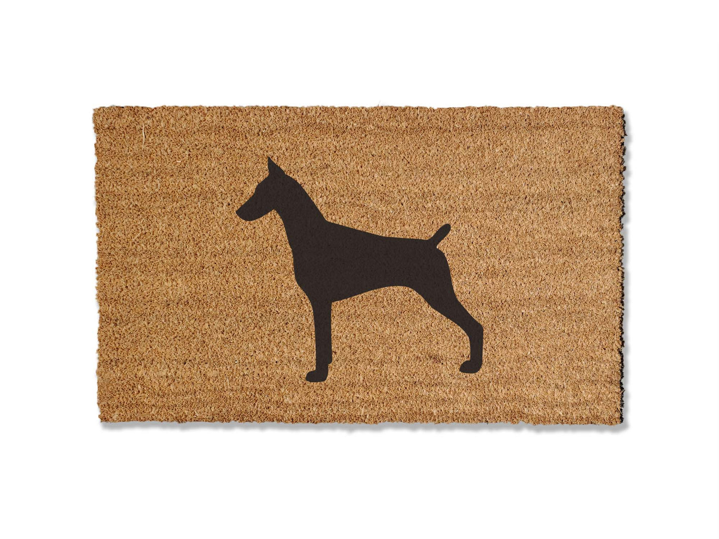 Elevate your entryway with our charming coir welcome doormat featuring an adorable Doberman Pinscher Dog design. Available in multiple sizes, it's the perfect gift for dog lovers, adding a delightful touch to your home's first impression.