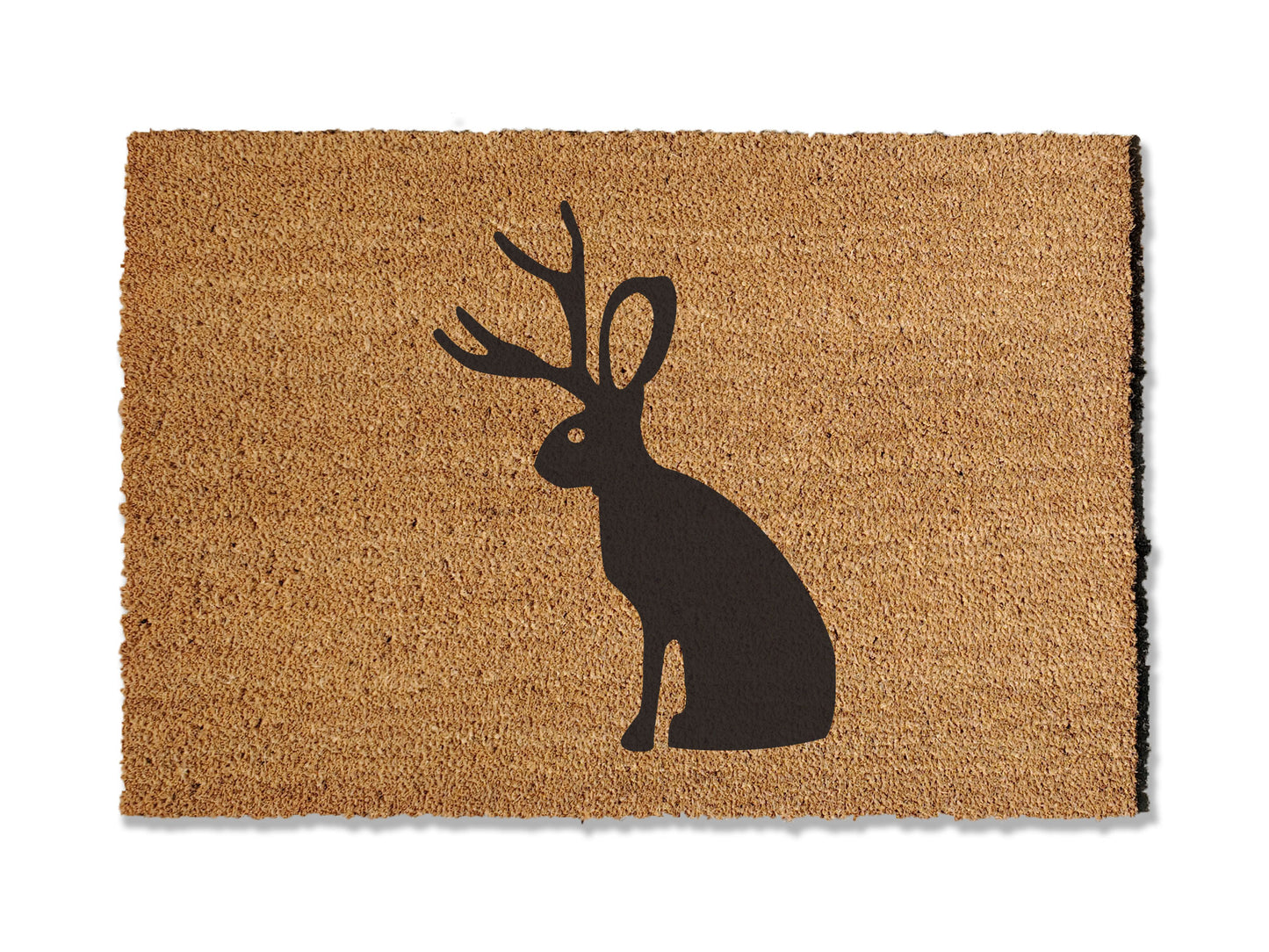 Welcome guests with our coir welcome doormat, featuring a design of the mystical jackalope. Available in multiple sizes, this is the perfect gift for jackalope lovers, adding a touch of canine charm that effortlessly spruces up your entryway.
