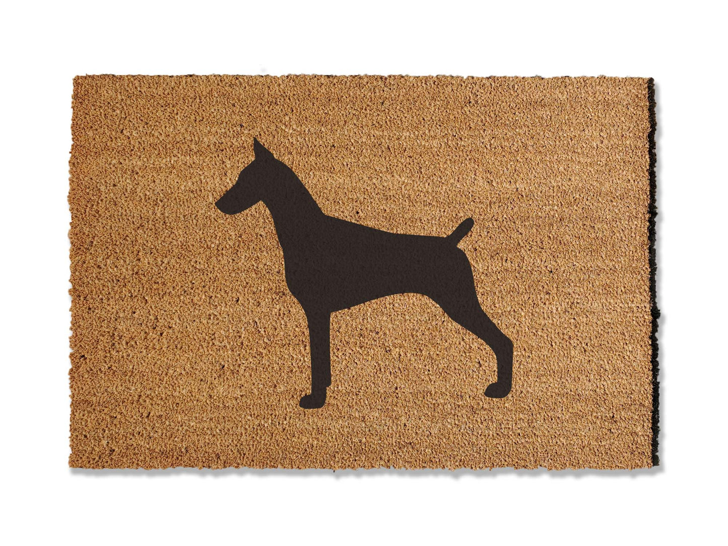 Elevate your entryway with our charming coir welcome doormat featuring an adorable Doberman Pinscher Dog design. Available in multiple sizes, it's the perfect gift for dog lovers, adding a delightful touch to your home's first impression.