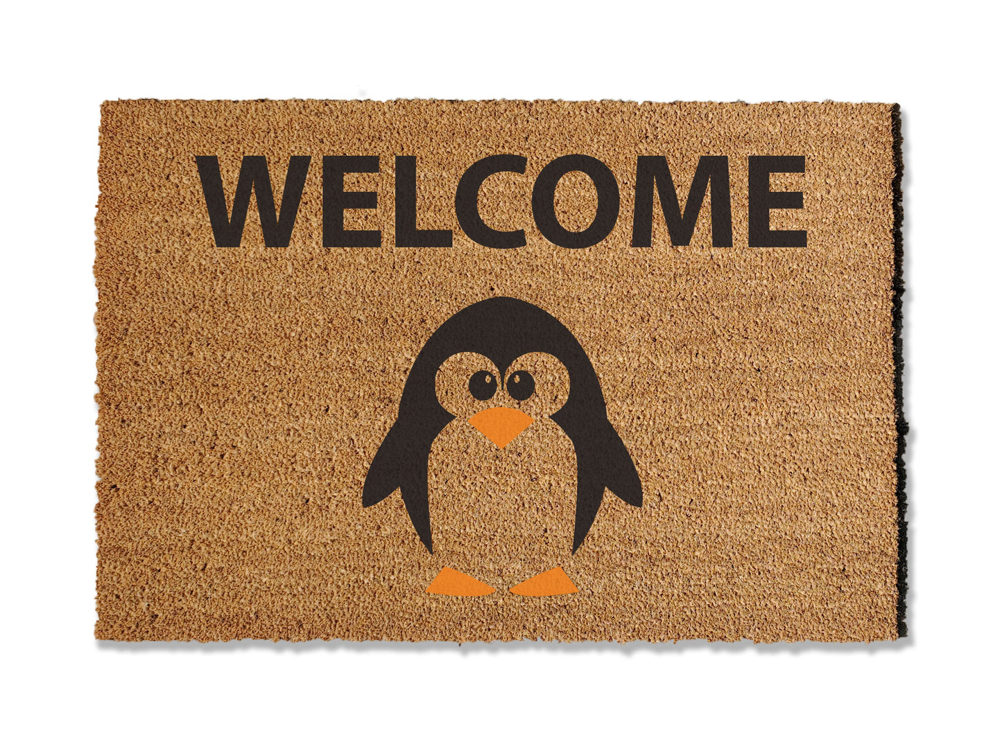 Welcome guests year-round with our coir doormat featuring an adorable penguin design. The perfect addition to your entryway, this charming mat is available in multiple sizes and excels at trapping dirt. Invite a touch of whimsy and functionality to your doorstep with this delightful coir doormat.
