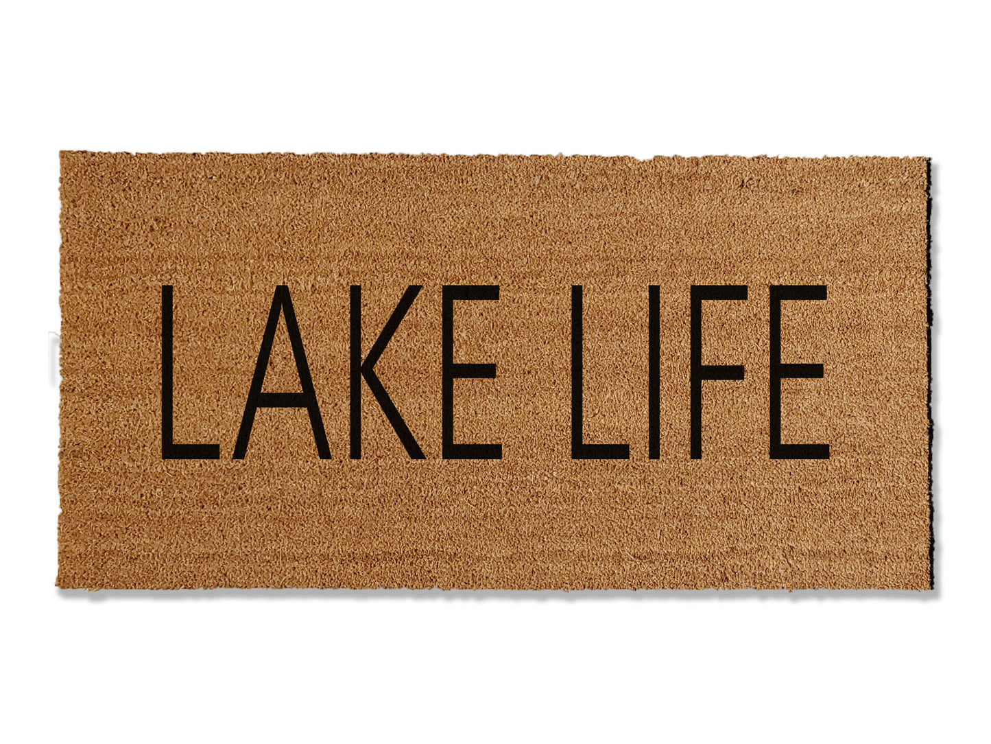 Welcome guests to the perfect lake house with our themed doormat that reads 'LAKE LIFE.' Available in multiple sizes, this doormat combines style and functionality, effectively trapping dirt to keep your lake retreat clean and inviting.