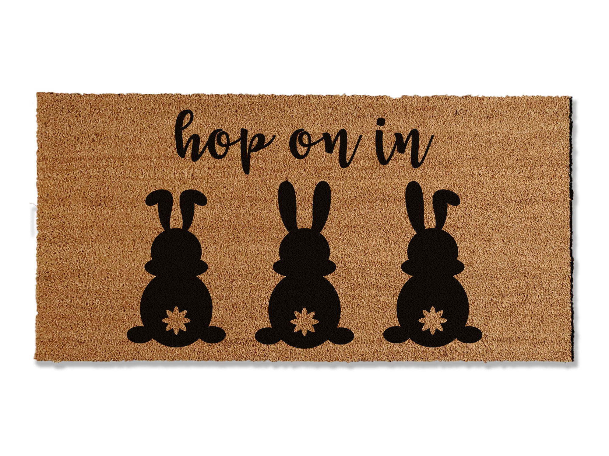 Hop on in Doormat - Easter Bunny