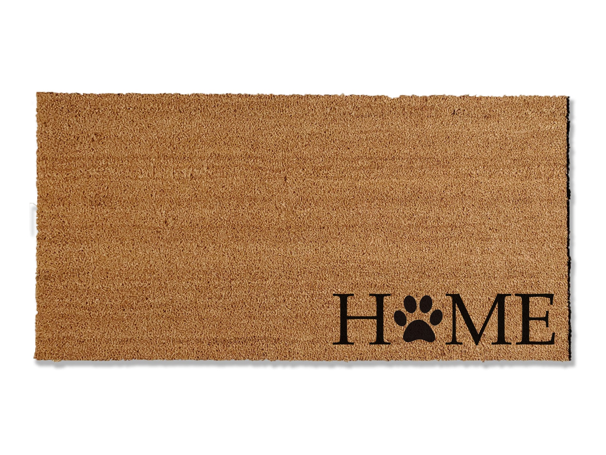 Transform your entryway with our charming coir doormat, featuring the word 'Home' with a paw print replacing the 'o' in the bottom right corner. Perfect for welcoming guests to your dog-friendly home, this unique mat not only adds a personal touch but also helps keep dirt at bay, ensuring a clean and inviting space.