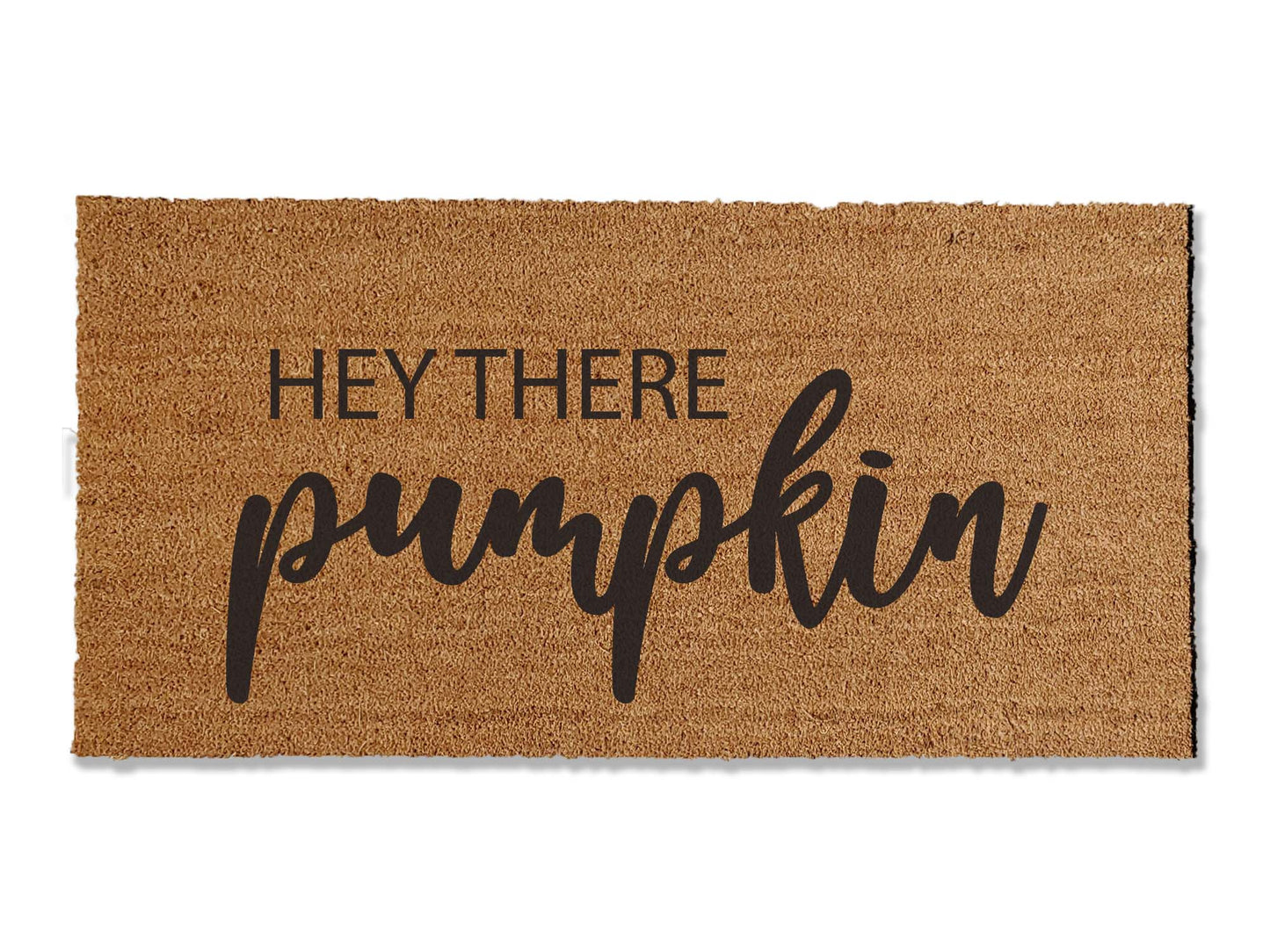 Welcome the fall season with our festive doormat, adorned with the cheerful message 'Hey There Pumpkin.' The perfect addition to your entryway, this seasonal mat is sure to bring a smile to guests' faces, adding a touch of autumn charm to your home.