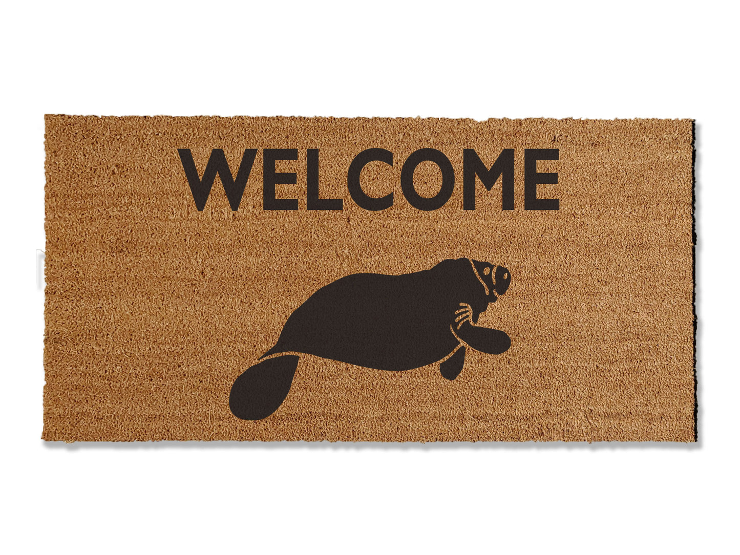 Welcome guests with our adorable coir doormat featuring a charming manatee design. Available in multiple sizes, this delightful mat not only adds a touch of sea-loving charm to your entryway but is also highly effective at trapping dirt. Spread love for these cute sea cows and enhance your doorstep with this functional and whimsical coir doormat.