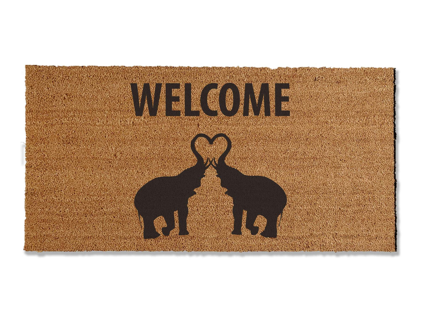 Introducing our elephant-themed coir doormat, a 1/2-inch thick mat available in multiple sizes. Elevate your entryway with this creative design, offering both durability and style. 