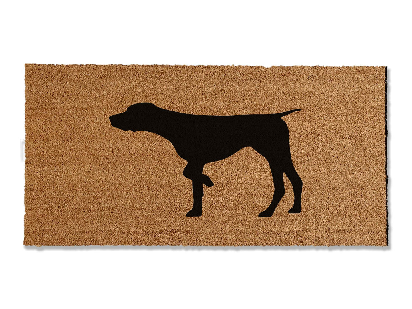Welcome guests with our coir welcome doormat, featuring a charming German Shorthaired Pointer design. Available in multiple sizes, this is the perfect gift for GSP's lovers, adding a touch of canine charm that effortlessly spruces up your entryway.