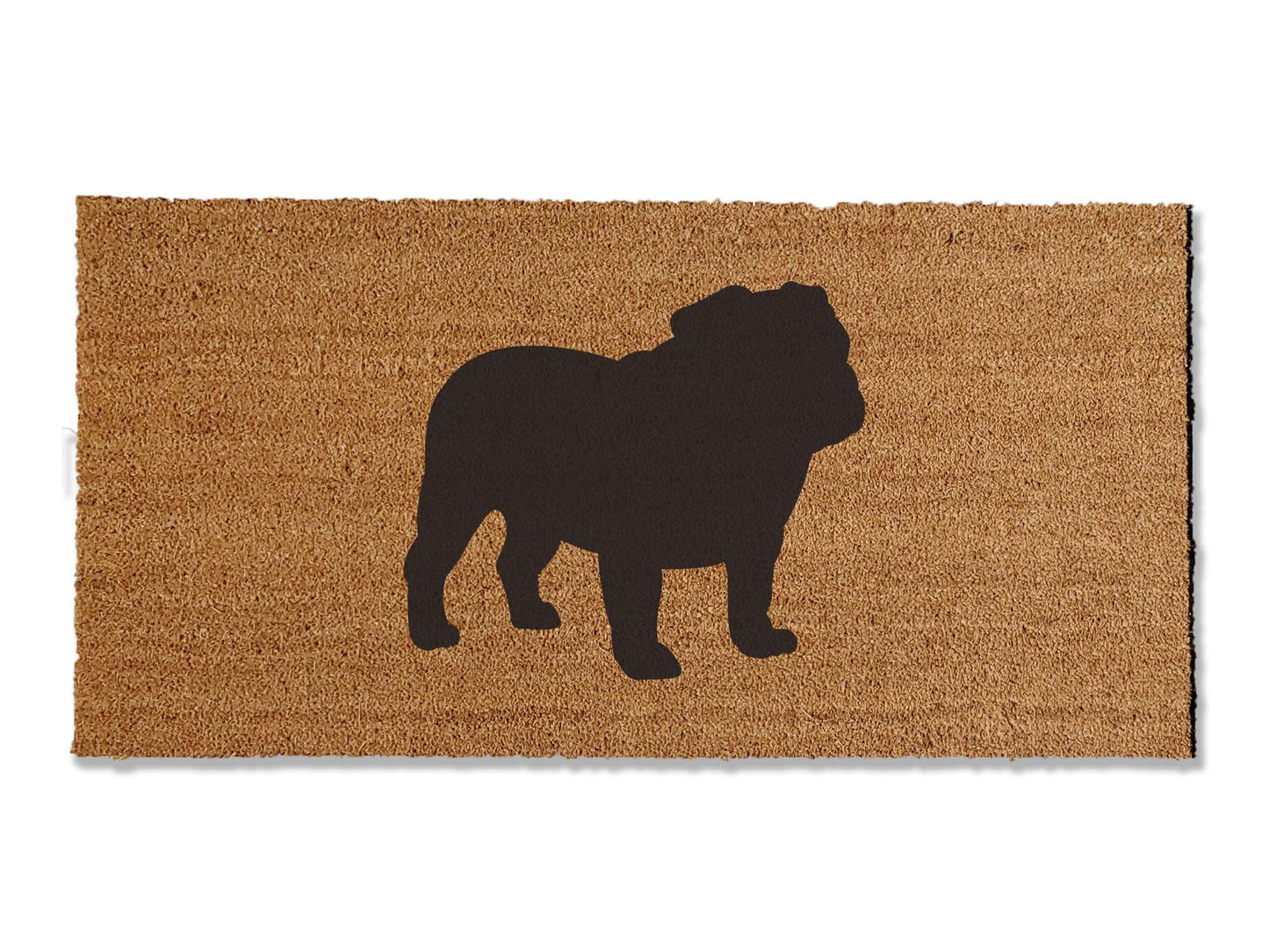 Elevate your entryway with our charming coir welcome doormat featuring an adorable English Bulldog design. Available in multiple sizes, it's the perfect gift for dog lovers, adding a delightful touch to your home's first impression.
