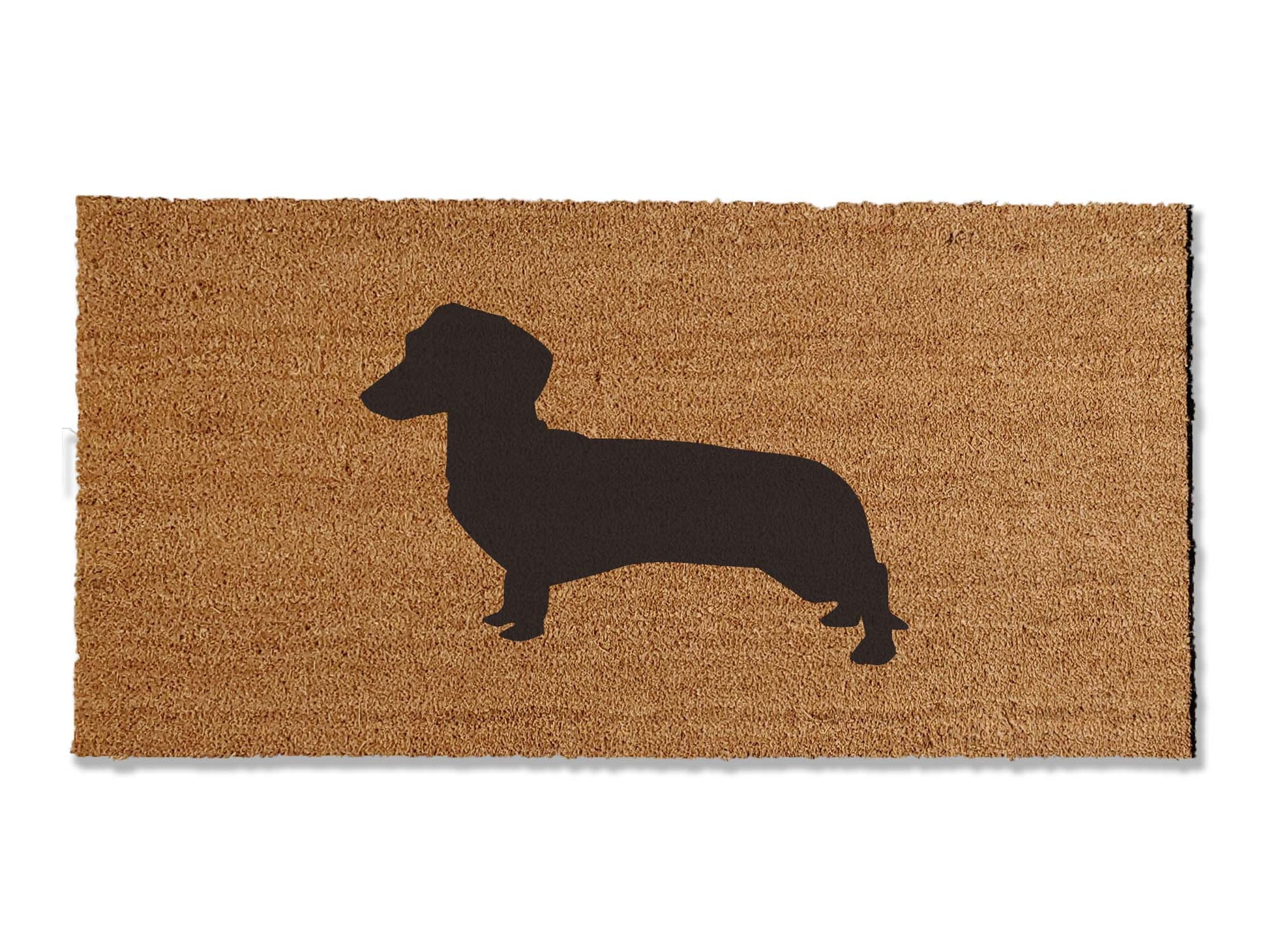 Elevate your entryway with our charming coir welcome doormat featuring an adorable Dachshund Dog design. Available in multiple sizes, it's the perfect gift for dog lovers, adding a delightful touch to your home's first impression.