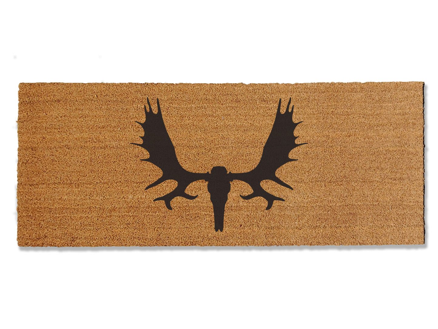 Add a rustic touch to your home or cabin entrance with our coir doormat featuring a moose skull design. Perfect for those seeking a rustic aesthetic, this unique mat is available in multiple sizes. Beyond its distinctive appearance, it excels at trapping dirt, making it a practical and stylish addition to enhance your entryway.