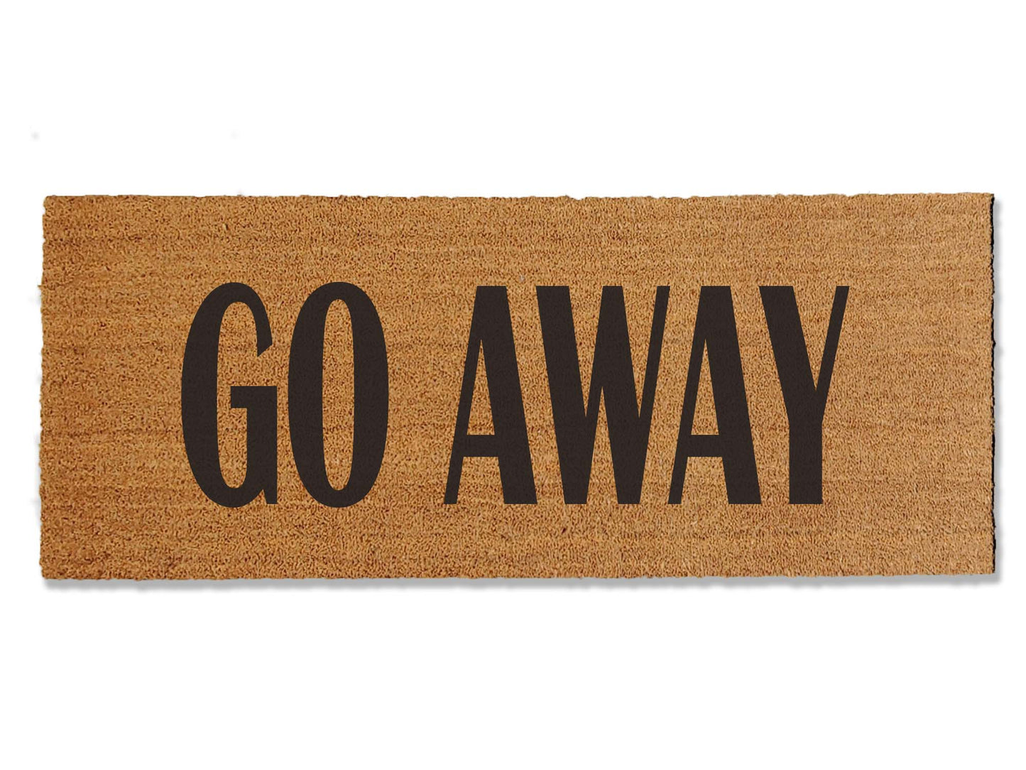 Make a bold statement with our 'Go Away' coir doormat, offered in multiple sizes. Add a touch of humor to your home with this funny and slightly rude doormat. Choose the perfect size to make a statement and set the tone for your entryway.