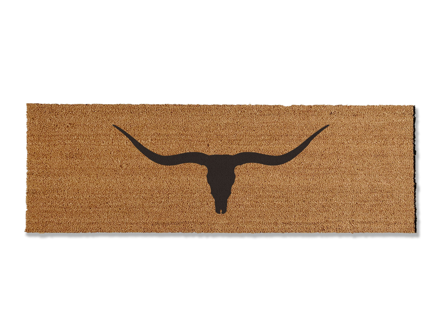 Infuse a touch of southwestern charm with our coir doormat showcasing a Texas Longhorn skull. Available in multiple sizes, this rustic design adds character to your doorstep. With its effective dirt-trapping capabilities, this mat combines style and functionality to enhance your entryway.