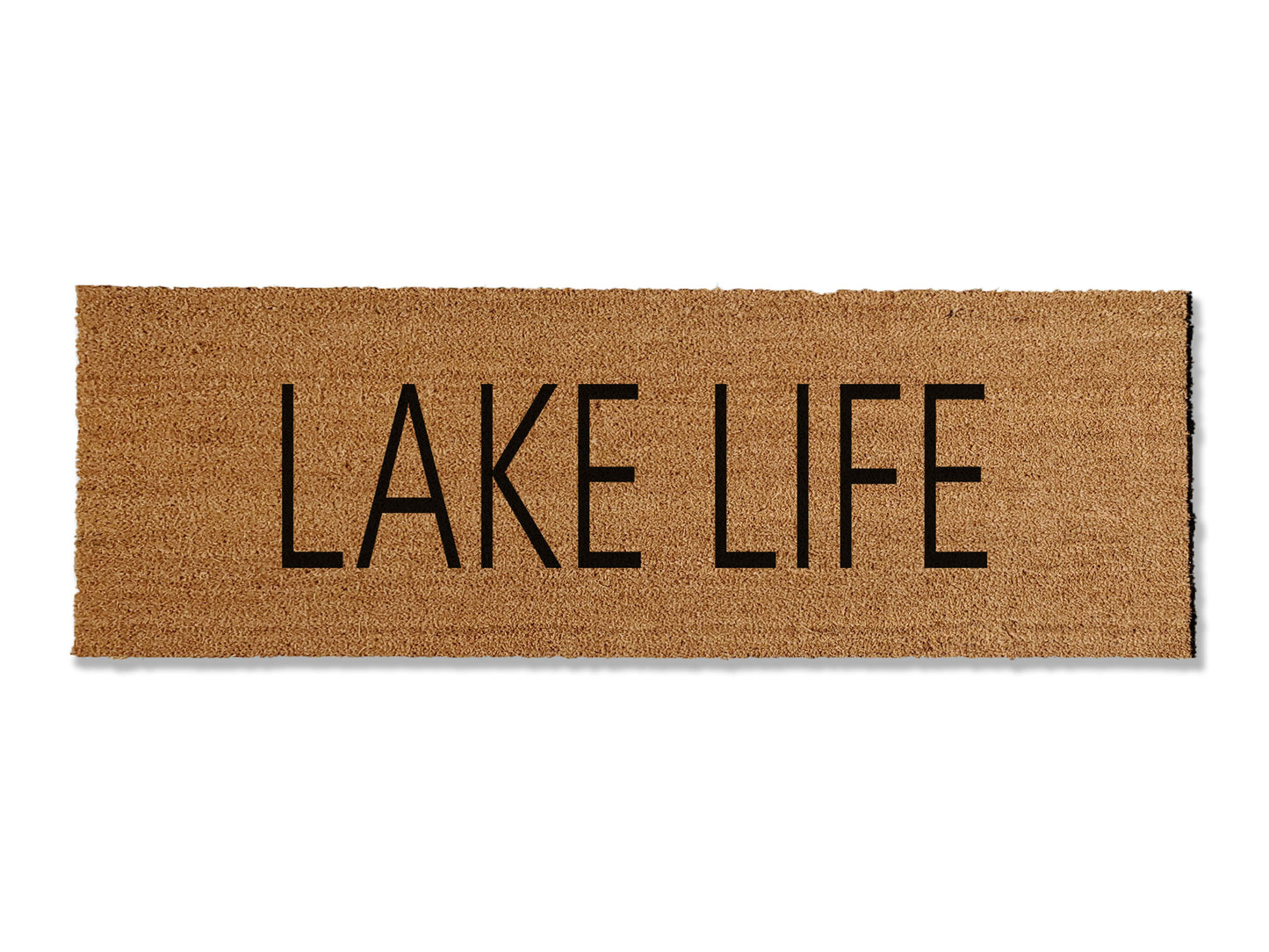 Welcome guests to the perfect lake house with our themed doormat that reads 'LAKE LIFE.' Available in multiple sizes, this doormat combines style and functionality, effectively trapping dirt to keep your lake retreat clean and inviting.