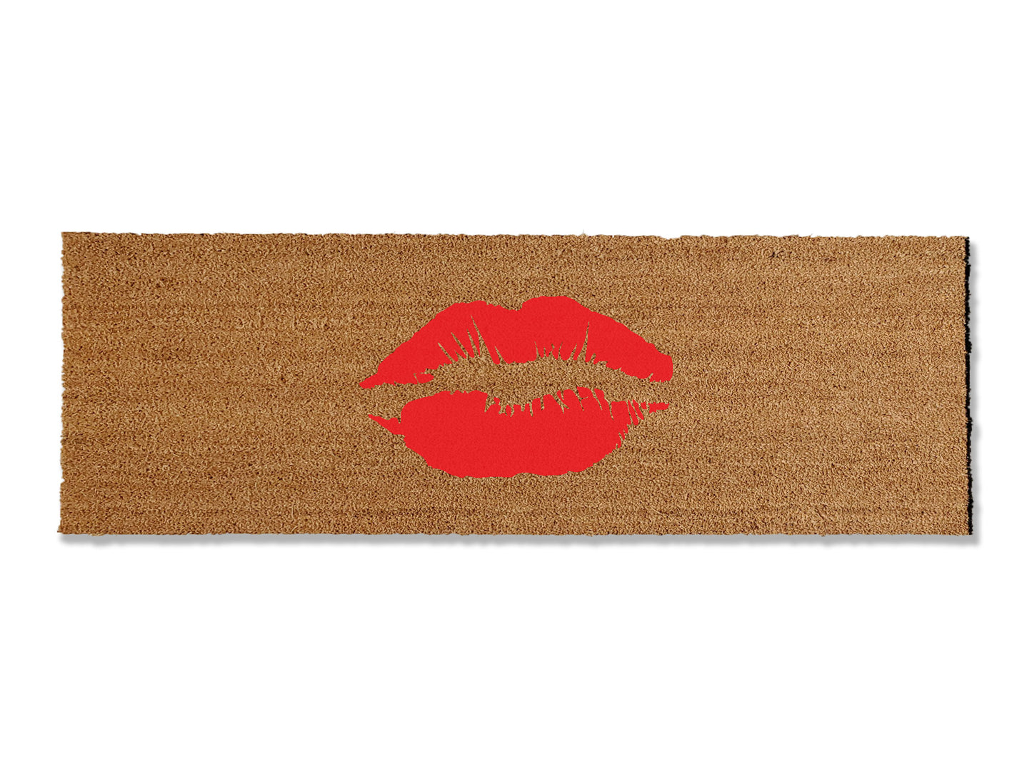 Make a chic statement with our coir doormat featuring a playful lipstick smooch. Available in multiple colors and sizes, this trendy mat adds a touch of glamour to your doorstep. Beyond style, it excels at trapping dirt, making it a functional and fashionable addition to your entryway.